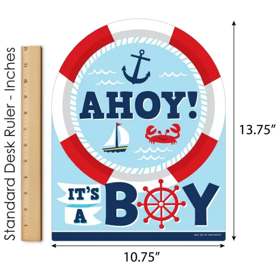 Big Dot of Happiness Ahoy It's a Boy - Outdoor Lawn Sign - Nautical Baby Shower Yard Sign - 1 Piece {6}