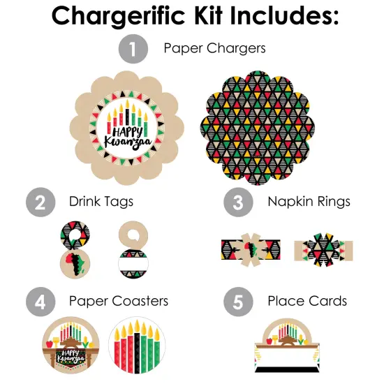 Big Dot of Happiness Happy Kwanzaa Heritage Holiday Party Paper Charger and Table Decorations - Chargerific Kit - Place Setting for 8 {4}