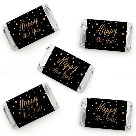 Big Dot of Happiness New Year's Eve - Gold - Mini Candy Bar Wrapper Stickers - New Years Eve Party Small Favors - 40 Count {1}