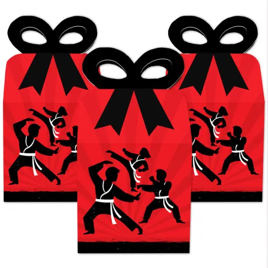 Big Dot of Happiness Karate Master - Square Favor Gift Boxes - Martial Arts Birthday Party Bow Boxes - Set of 12 {3}