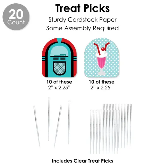 Big Dot of Happiness 50&rsquo;s Sock Hop - 1950s Rock N Roll Party Favors and Cupcake Kit - Fabulous Favor Party Pack - 100 Pieces {7}