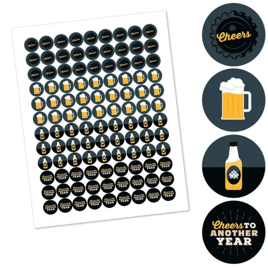 Big Dot of Happiness Cheers and Beers Happy Birthday - Birthday Party Round Candy Sticker Favors - Labels Fits Chocolate Candy (1 sheet of 108) {3}