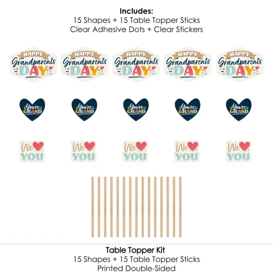 Big Dot of Happiness Happy Grandparents Day - Grandma & Grandpa Party Centerpiece Sticks - Table Toppers - Set of 15 {7}