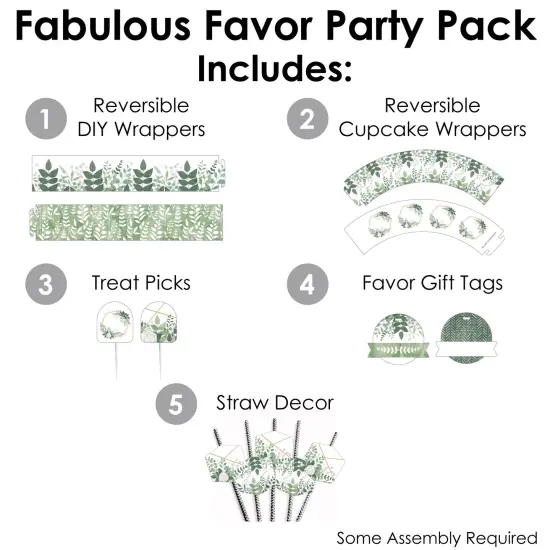 Big Dot of Happiness Boho Botanical - Greenery Party Favors and Cupcake Kit - Fabulous Favor Party Pack - 100 Pieces {3}