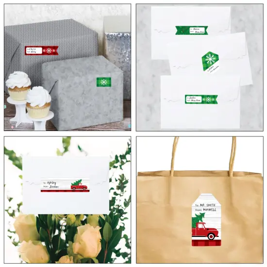 Big Dot of Happiness Merry Little Christmas Tree - Red Truck and Car Christmas Party Gift Tag Labels - To and From Stickers - 12 Sheets - 120 Stickers {7}