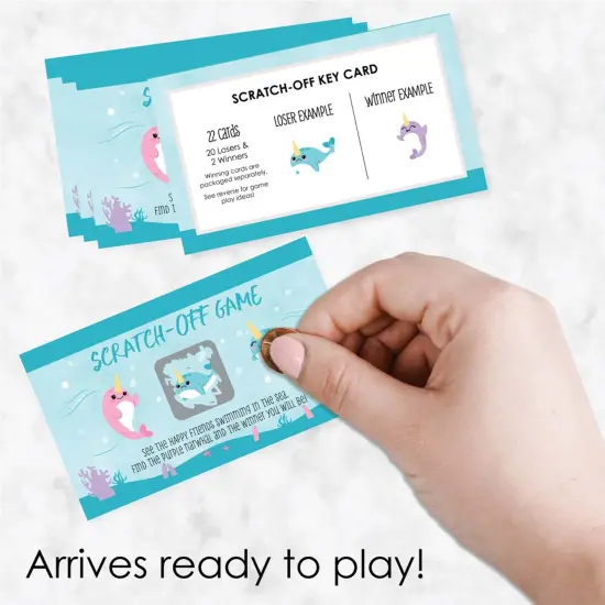 Big Dot of Happiness Narwhal Girl - Under The Sea Baby Shower or Birthday Party Game Scratch Off Cards - 22 Count {3}