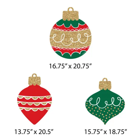 Big Dot of Happiness Ornaments - Outdoor Lawn Sign Decorations with Stakes - Holiday and Christmas Party Yard Display - 3 Pieces {7}