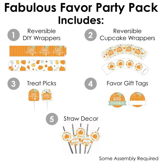 Big Dot of Happiness Little Pumpkin - Fall Birthday Party or Baby Shower Favors and Cupcake Kit - Fabulous Favor Party Pack - 100 Pieces {3}