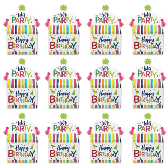 Big Dot of Happiness Cheerful Happy Birthday - Treat Box Party Favors - Colorful Birthday Party Goodie Gable Boxes - Set of 12 {6}