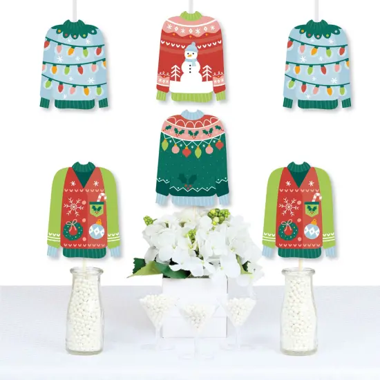 Big Dot of Happiness Colorful Christmas Sweaters - Sweater Decorations DIY Ugly Sweater Holiday Party Essentials - Set of 20 {1}