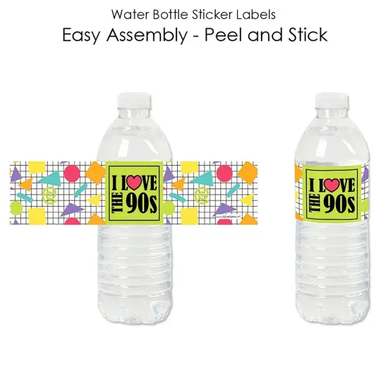 Big Dot of Happiness 90's Throwback - 1990s Party Water Bottle Sticker Labels - Set of 20 {3}