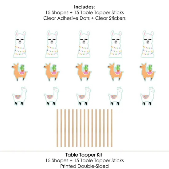 Big Dot of Happiness Whole Llama Fun - Llama Fiesta Baby Shower or Birthday Party Centerpiece Sticks - Table Toppers - Set of 15 {7}