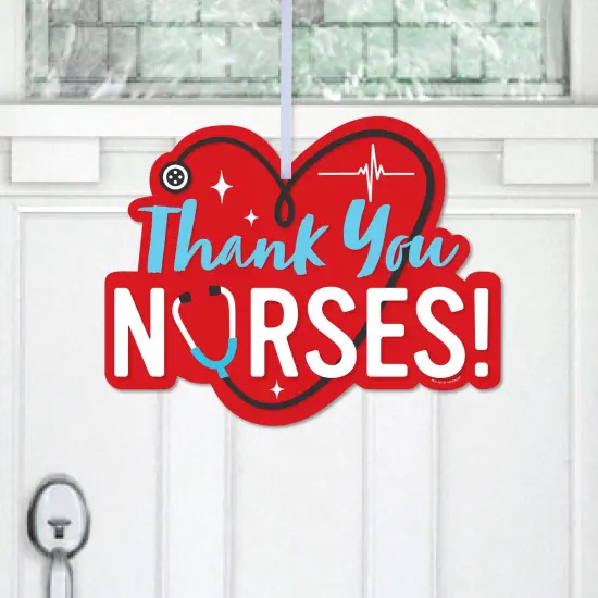 Big Dot of Happiness Thank You Nurses - Hanging Porch Nurse Appreciation Week Outdoor Decorations - Front Door Decor - 1 Piece Sign {1}