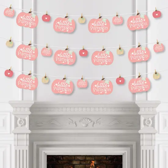 Big Dot of Happiness Girl Little Pumpkin - Fall Birthday Party or Baby Shower DIY Decorations - Clothespin Garland Banner - 44 Pieces {4}