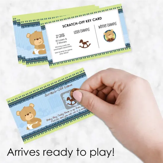 Big Dot of Happiness Baby Boy Teddy Bear - Baby Shower or Birthday Party Game Scratch Off Cards - 22 Count {3}