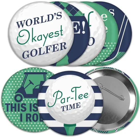 Big Dot of Happiness Par-Tee Time - Golf - 3 inch Birthday or Retirement Party Badge - Pinback Buttons - Set of 8 {1}