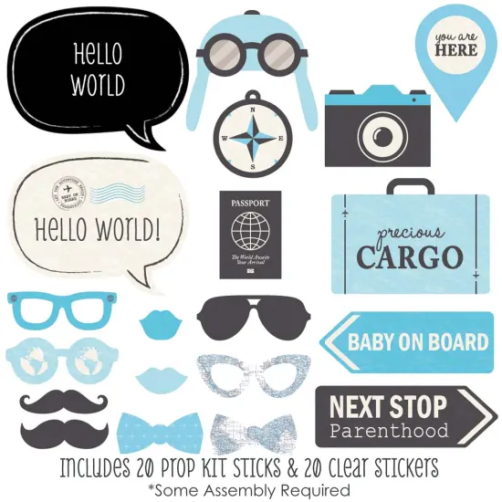 Big Dot of Happiness Precious Cargo - Blue - Boy Baby Shower Photo Booth Props Kit - 20 Count {3}
