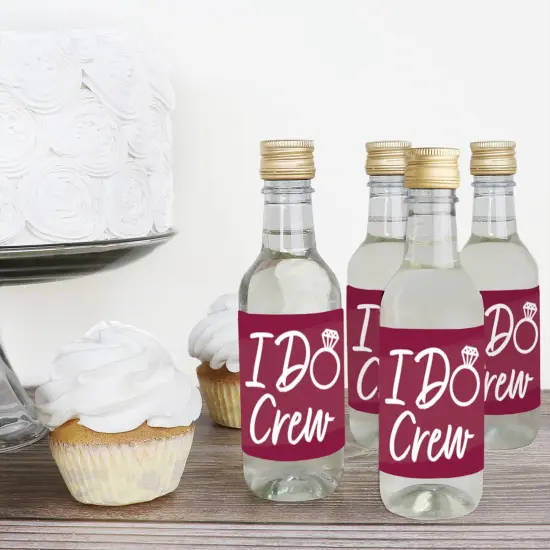 Big Dot of Happiness Burgundy Elegantly Simple - Mini Wine and Champagne Bottle Label Stickers - Wedding or Bridal Shower Guest Party Favor Gift 16 Ct {4}
