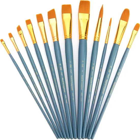 Royal & Langnickel(R) Gold Taklon Flat Value Pack Brush Set-12/Pkg {2}