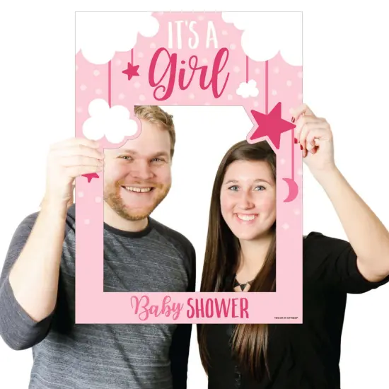 Big Dot of Happiness It's a Girl - Pink Baby Shower Selfie Photo Booth Picture Frame and Props - Printed on Sturdy Material {4}