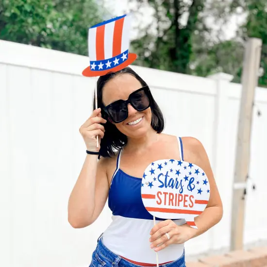 Big Dot of Happiness Stars & Stripes - Memorial Day, 4th of July and Labor Day USA Patriotic Party Photo Booth Props Kit - 20 Count {7}