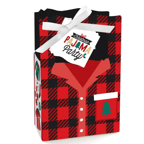 Big Dot of Happiness Christmas Pajamas - Holiday Plaid PJ Party Favor Boxes - Set of 12 {1}