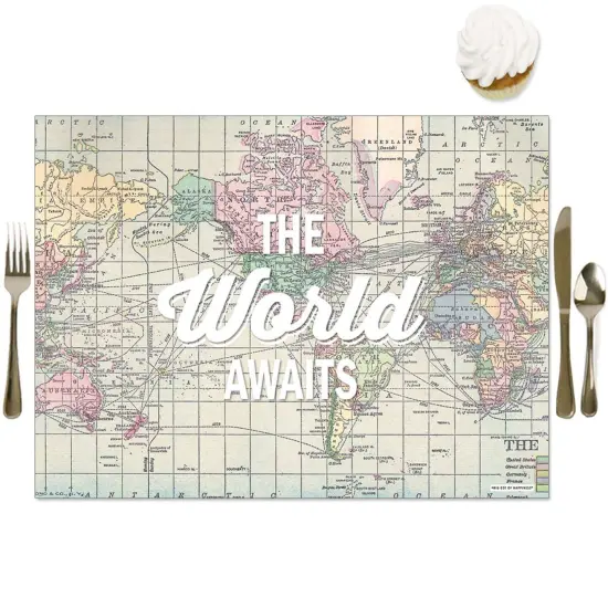 Big Dot of Happiness World Awaits - Party Table Decorations - Travel Themed Party Placemats - Set of 16 {1}