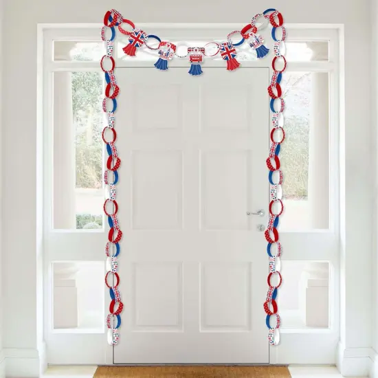 Big Dot of Happiness Cheerio, London - 90 Chain Links and 30 Paper Tassels Decoration Kit - British UK Party Paper Chains Garland - 21 feet {4}