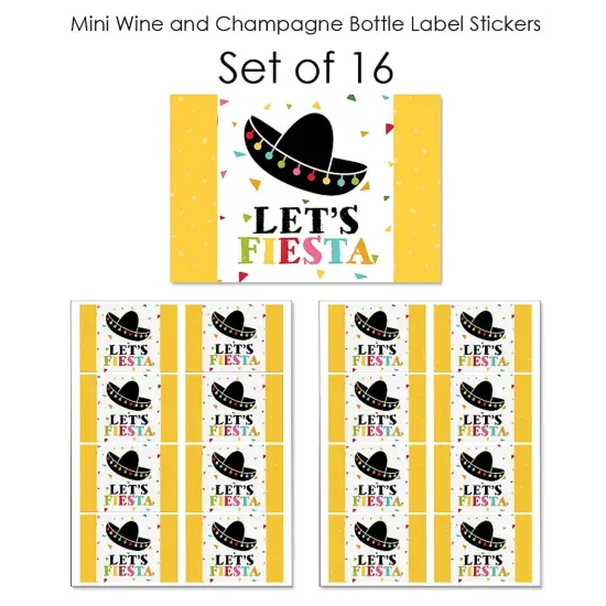 Big Dot of Happiness Let's Fiesta - Mini Wine and Champagne Bottle Label Stickers - Fiesta Favor Gift for Women and Men - Set of 16 {7}