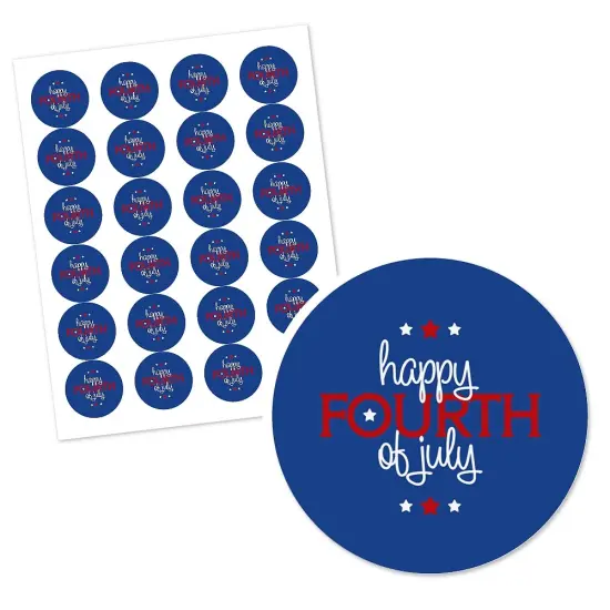 Big Dot of Happiness 4th of July - Independence Day Circle Sticker Labels - 24 Count {3}