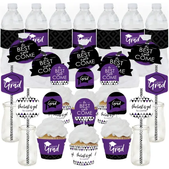 Big Dot of Happiness Purple Grad - Best is Yet to Come - Purple Graduation Party Favors and Cupcake Kit - Fabulous Favor Party Pack - 100 Pieces {1}