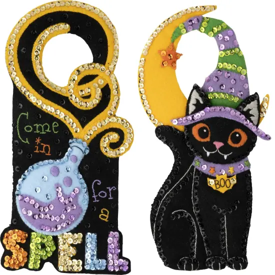 Bucilla Felt Door Hanger Applique Kit Set Of 2-Spellbound Greetings {1}
