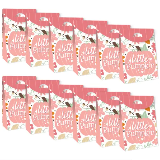 Big Dot of Happiness Girl Little Pumpkin - Fall Birthday or Baby Shower Gift Favor Bags - Party Goodie Boxes - Set of 12 {6}