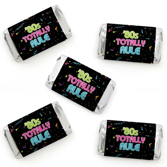 Big Dot of Happiness 80's Retro - Mini Candy Bar Wrapper Stickers - Totally 1980s Party Small Favors - 40 Count {1}