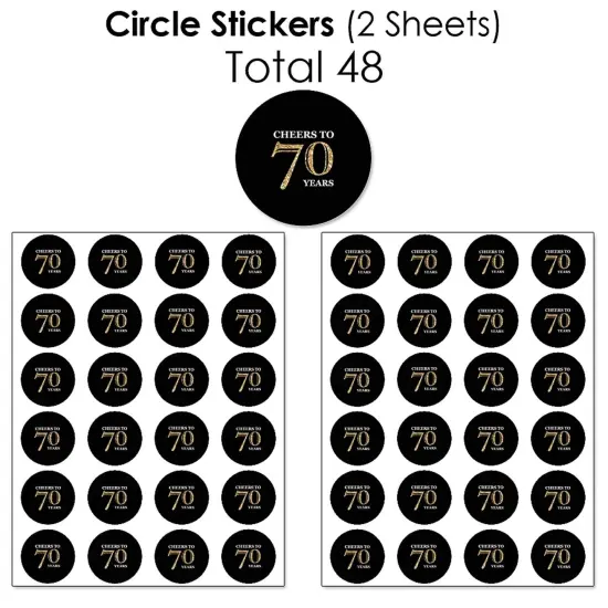 Big Dot of Happiness Adult 70th Birthday - Gold - Birthday Party Candy Favor Sticker Kit - 304 Pieces {7}