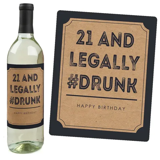 Big Dot of Happiness Finally 21 - Birthday Gift For Men - Wine Bottle Label Stickers - Set of 4 {3}