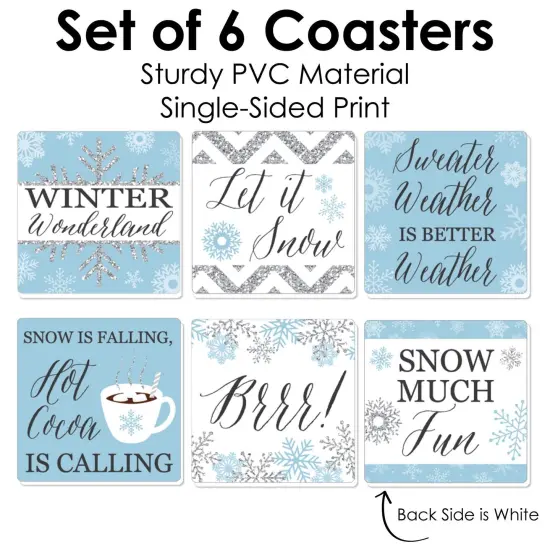 Big Dot of Happiness Winter Wonderland - Snowflake Holiday Party and Winter Wedding Decorations - Drink Coasters - Set of 6 {6}