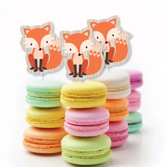 Big Dot of Happiness Fox - Dessert Cupcake Toppers - Baby Shower or Birthday Party Clear Treat Picks - Set of 24 {6}
