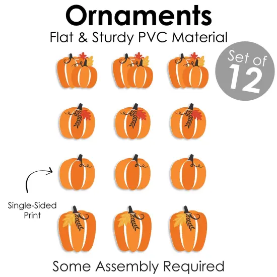 Big Dot of Happiness Fall Pumpkin - Halloween or Thanksgiving Decorations - Tree Ornaments - Set of 12 {6}