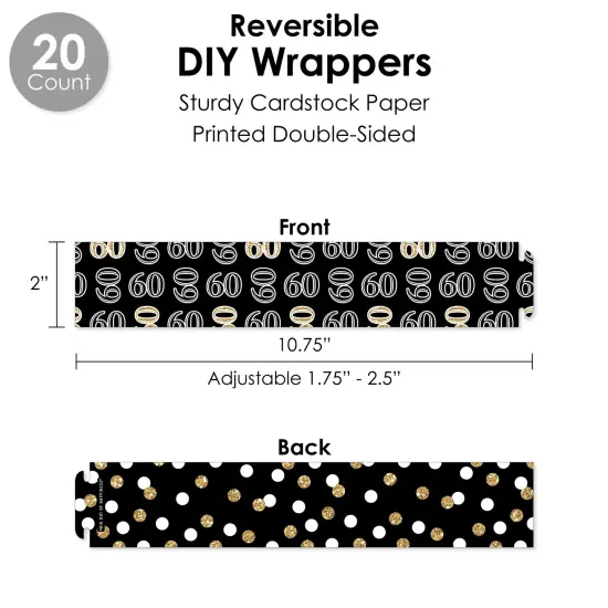 Big Dot of Happiness Adult 60th Birthday - Gold - Birthday Party Favors and Cupcake Kit - Fabulous Favor Party Pack - 100 Pieces {4}