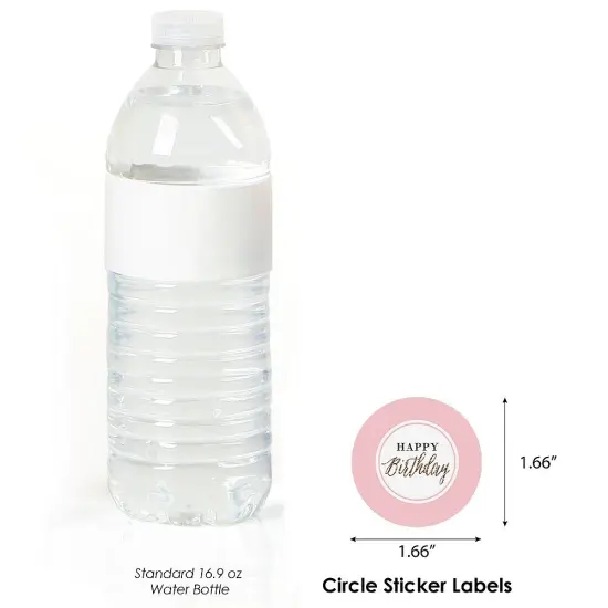 Big Dot of Happiness Chic Happy Birthday - Pink and Gold - Birthday Party Circle Sticker Labels - 24 Count {4}