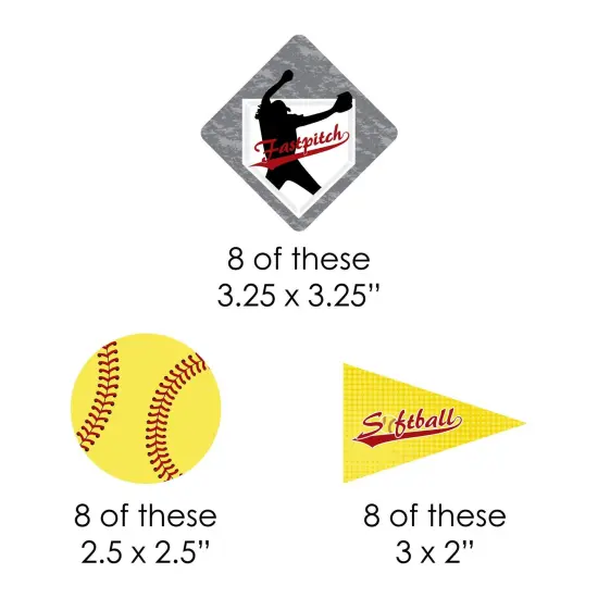 Big Dot of Happiness Grand Slam - Fastpitch Softball - DIY Shaped Birthday Party or Baby Shower Cut-Outs - 24 Count {3}