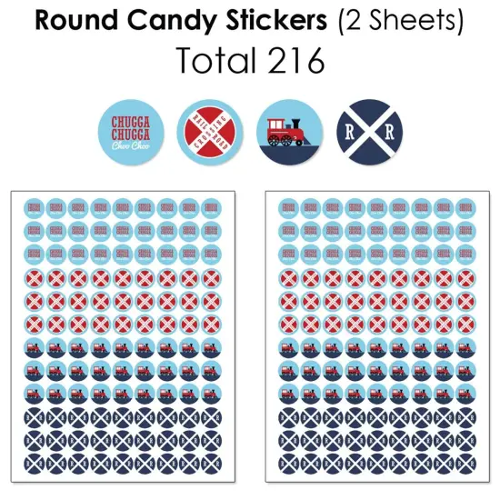 Big Dot of Happiness Railroad Party Crossing - Steam Train Birthday Party or Baby Shower Candy Favor Sticker Kit - 304 Pieces {6}