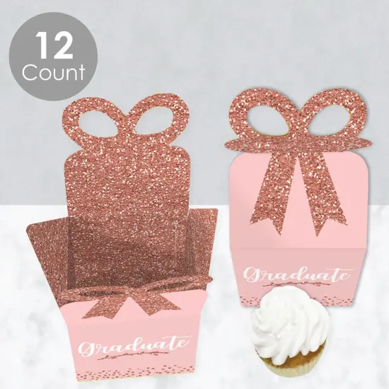 Big Dot of Happiness Rose Gold Grad - Square Favor Gift Boxes -Graduation Party Bow Boxes - Set of 12 {4}