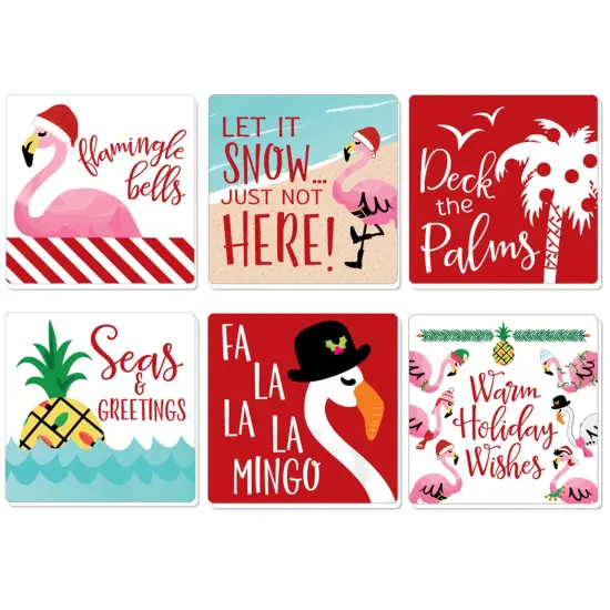 Big Dot of Happiness Flamingle Bells - Funny Tropical Christmas Party Decorations - Drink Coasters - Set of 6 {1}