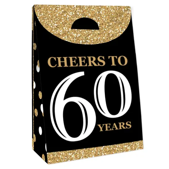 Big Dot of Happiness Adult 60th Birthday - Gold - Birthday Gift Favor Bags - Party Goodie Boxes - Set of 12 {4}