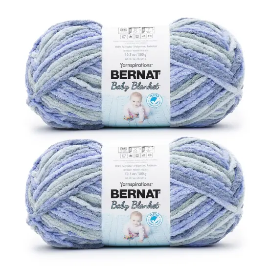 Bernat Baby Blanket Lovely Blue Yarn - 2 Pack of 300g/10.5oz - Polyester - 6 Super Bulky - 220 Yards - Knitting/Crochet {1}