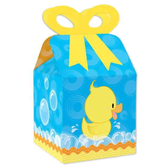 Big Dot of Happiness Ducky Duck - Square Favor Gift Boxes - Baby Shower or Birthday Party Bow Boxes - Set of 12 {1}