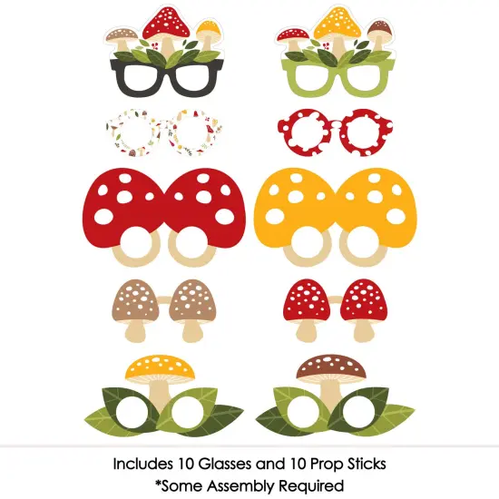 Big Dot of Happiness Wild Mushrooms Glasses and Masks - Paper Card Stock Red Toadstool Party Photo Booth Props Kit - 10 Count {4}