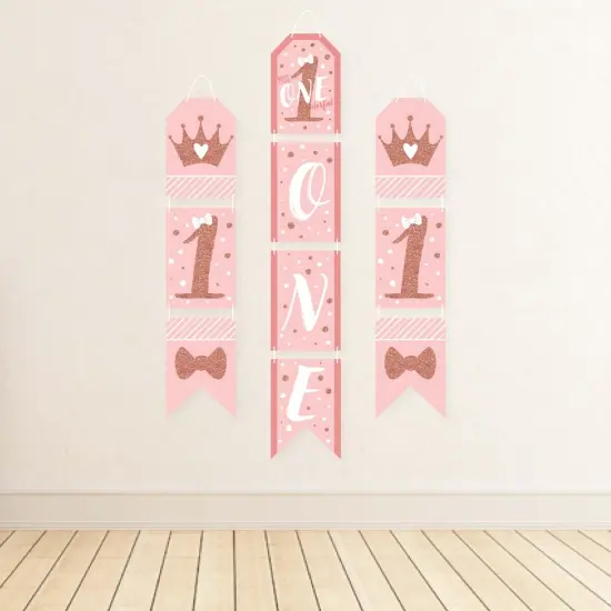 Big Dot of Happiness 1st Birthday Little Miss Onederful - Hanging Vertical Paper Door Banners - Girl First Birthday Wall Decor Kit- Indoor Door Decor {4}
